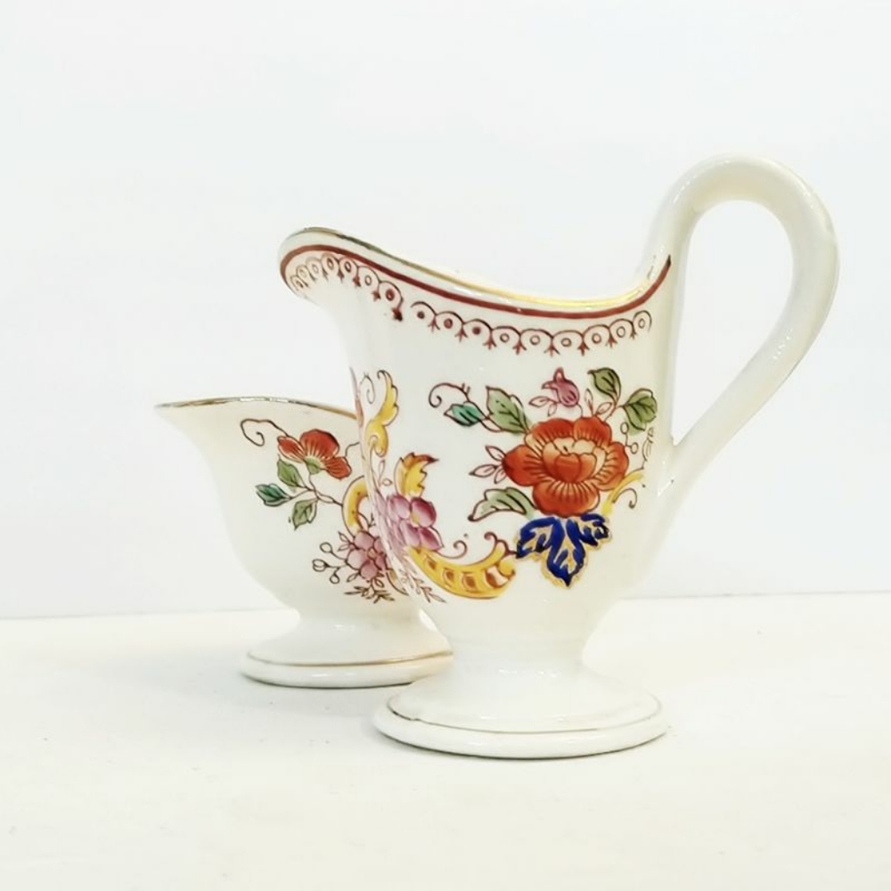 Vintage Japanese hand painted cream and sugar